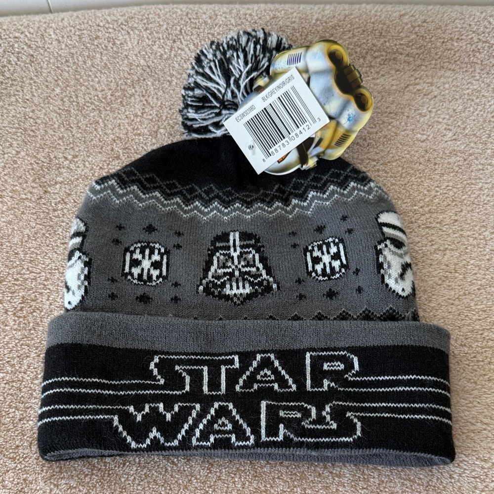 Star Wars Black/Gray Knit Beanie-Youth Size. NWT